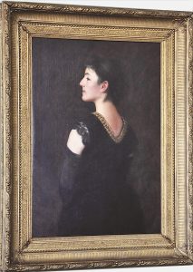 A colour photo of artist John Charles Pinhey's framed oil portrait of his wife Amalia (PPF Collections, Gift of Juanita Snelgrove)