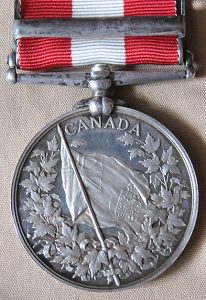 A colour image of the Canada General Service Medal, Fenian Raid, 1870, awarded to Hamnett Kirkes Pinhey II (PPF Collections, provenance John Swan))