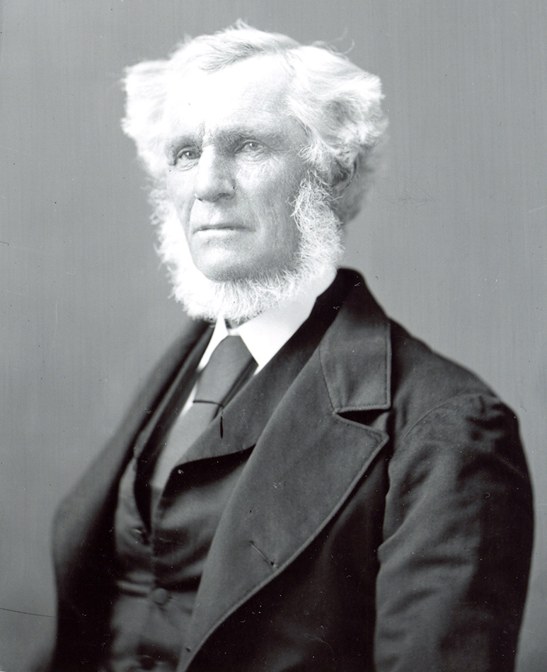Black-and-white Topley Studio photo portrait (#18604) of elderly bearded Horace Pinhey in 1874, the year before his death, LAC collection