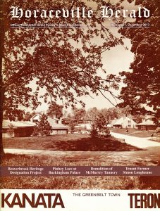A colour photo of the cover of the Pinhey's Point Foundation's journal the "Horaceville Herald", No. 65, December 2013
