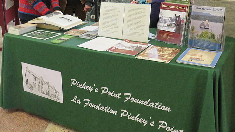 A colour photo of the Pinhey's Point Foundation display table at Heritage Day February 2020, Ottawa City Hall (B.E.)