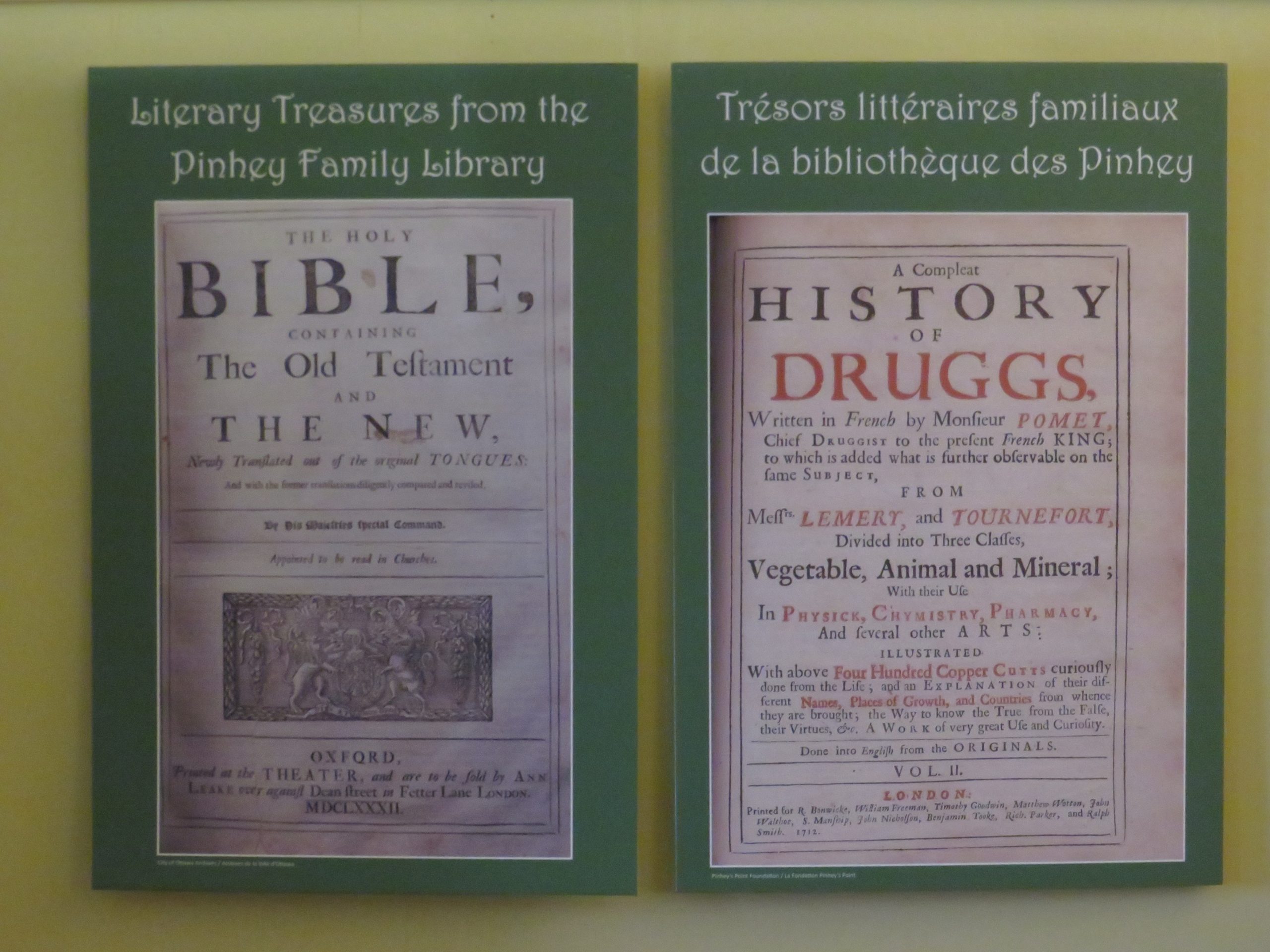 Title panel for PPF Literary Treasures from the Pinhey Family library exhibitJune 2022